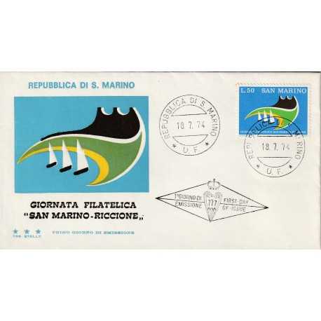 1974 FDC TRE STELLE SAN MARINO GIORN. FILATELICA SAN MARINO-RICCIONE MF81630