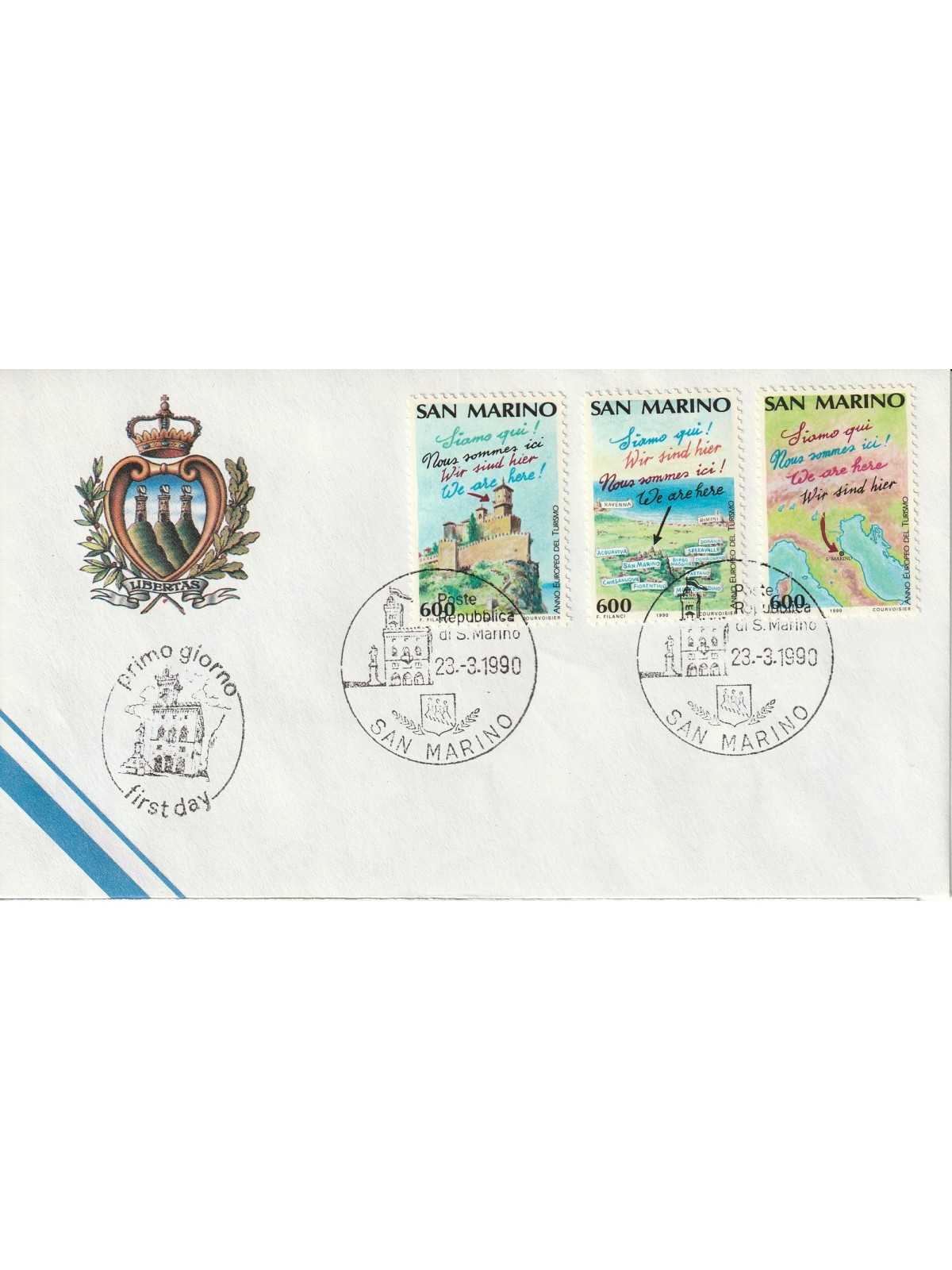 1990 FDC LIBERTAS SAN MARINO ANNO EUROPEO DEL TURISMO MF81655