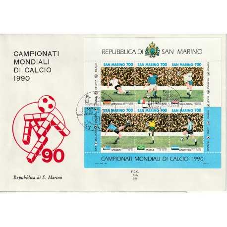 1990 FDC ALA SAN MARINO CAMP. MOND. CALCIO ITALIA '90 BF MF81659