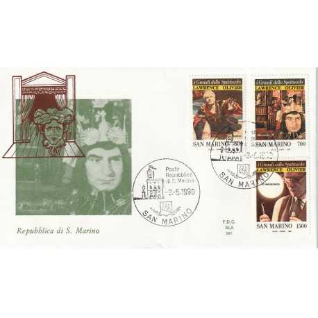 1990 FDC ALA SAN MARINO I GRANDI DELLO SPETTACOLO - OLIVIER MF81660