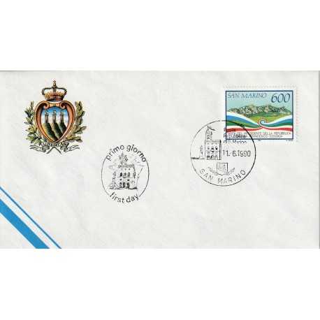 1990 FDC LIBERTAS A.A.S.F.N. SAN MARINO VISITA DEL PRES. DELLA REP. MF81664