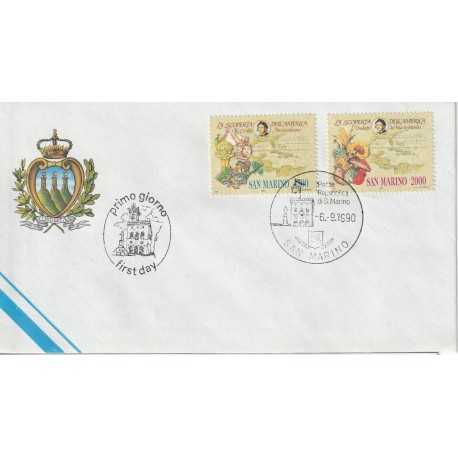 1990 FDC LIBERTAS A.A.S.F.N. SAN MARINO V CENT. SCOPERTA AMERICA MF81665