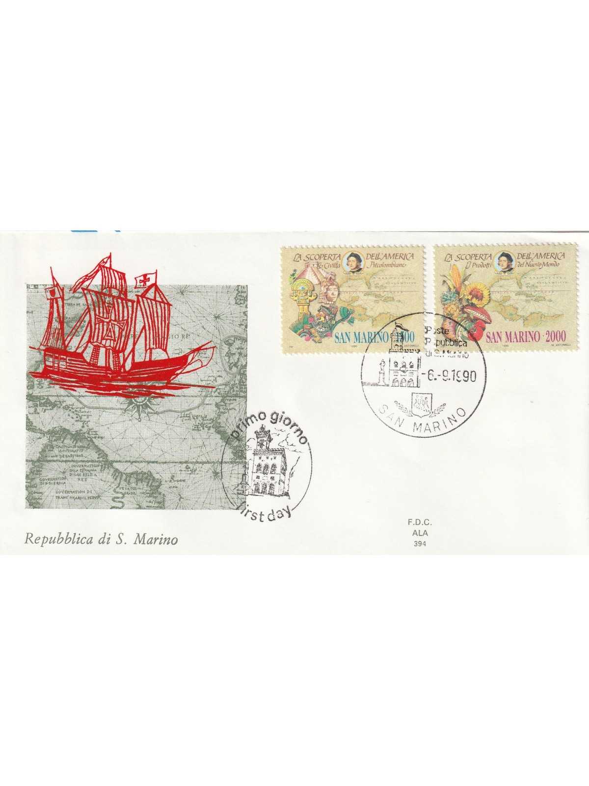 1990 FDC ALA SAN MARINO V CENT. SCOPERTA AMERICA MF81666