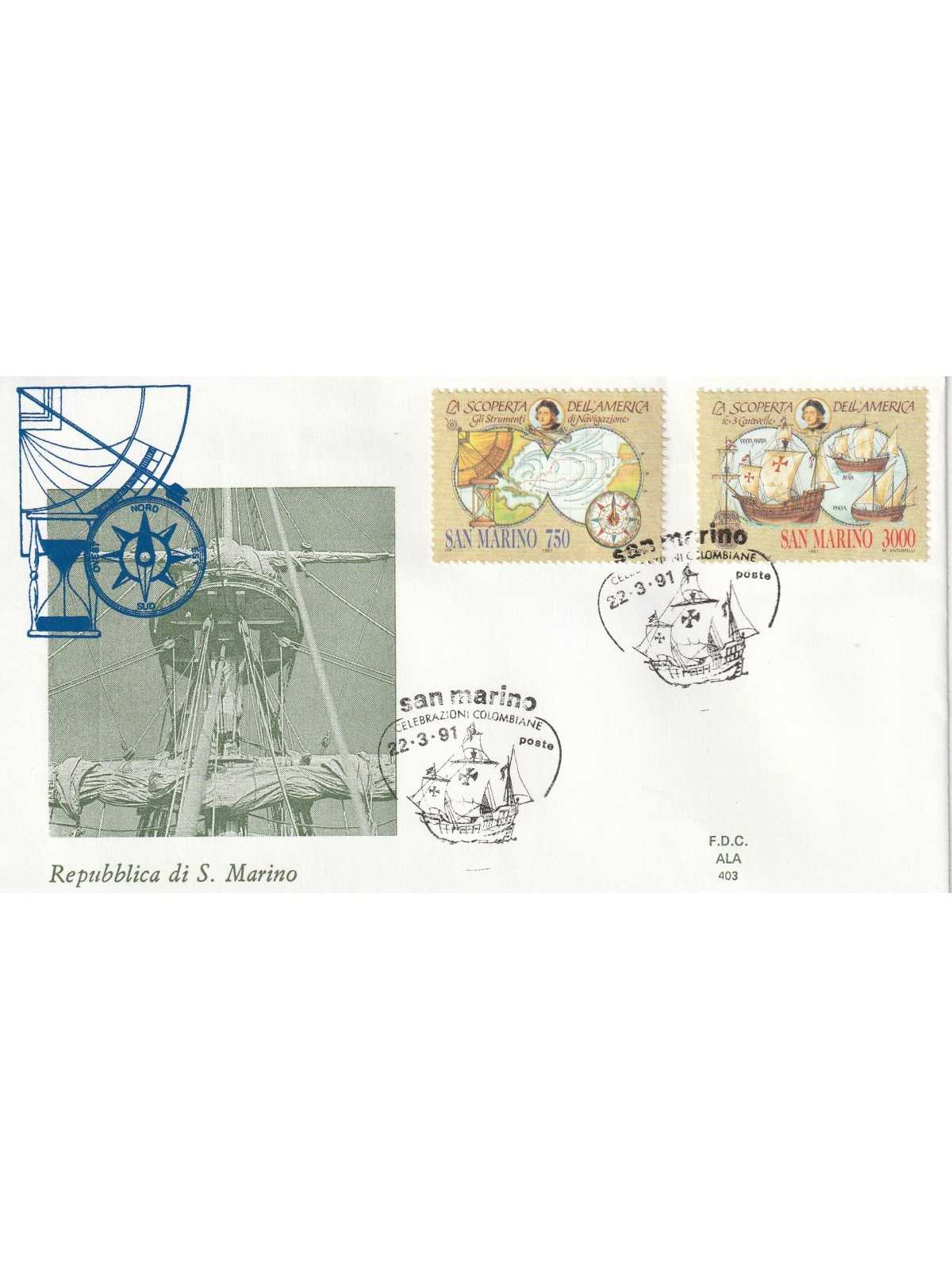 1991 FDC ALA SAN MARINO V CENT. SCOPERTA DELL'AMERICA MF81672