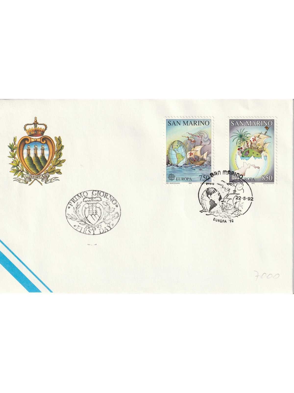 1992 FDC LIBERTAS A.A.S.F.N. SAN MARINO EUROPA 1992 MF81684