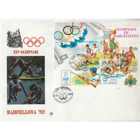 1992 FDC FILAGRANO SAN MARINO OLIMPIADI DI BARCELLONA BF MF81697