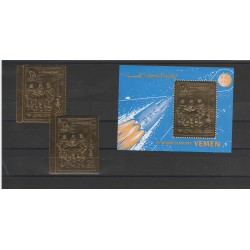 1969 YEMEN SPAZIO PILOTI APOLLO 8 ORO 2 VAL + BF MNH MF55704