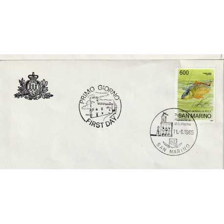 1985 FDC LIBERTAS SAN MARINO CAMP. MOND. DI PESCA MF81705