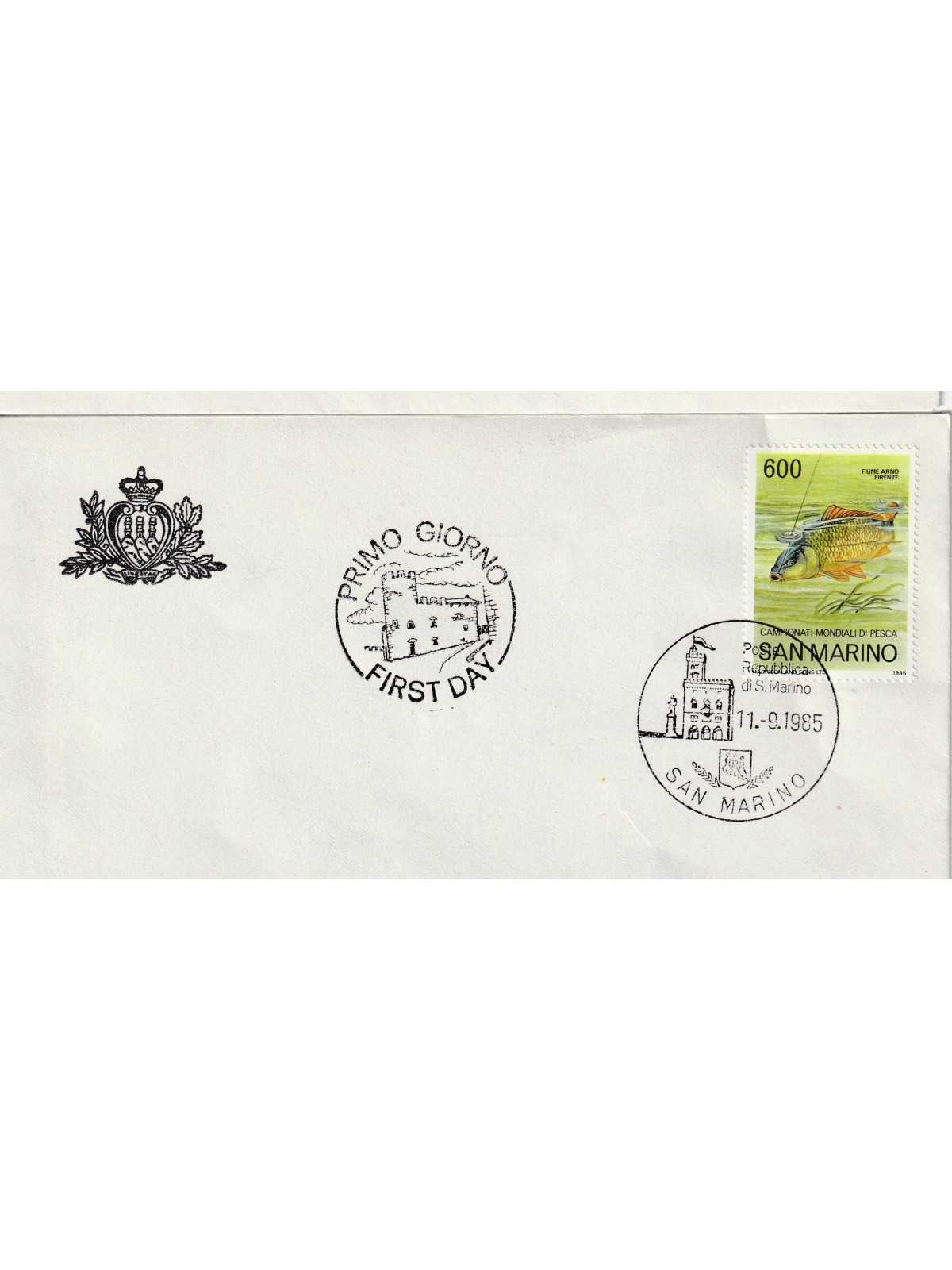 1985 FDC LIBERTAS SAN MARINO CAMP. MOND. DI PESCA MF81705