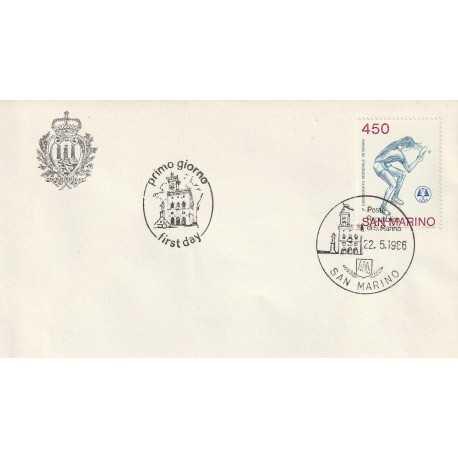 1986 FDC LIBERTAS A.A.S.F.N. SAN MARINO CAMP. MOND. TENNIS TAVOLO MF81716