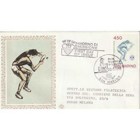 1986 FDC FILAGRANO SAN MARINO CAMP. MOND. TENNIS TAVOLO MF81717