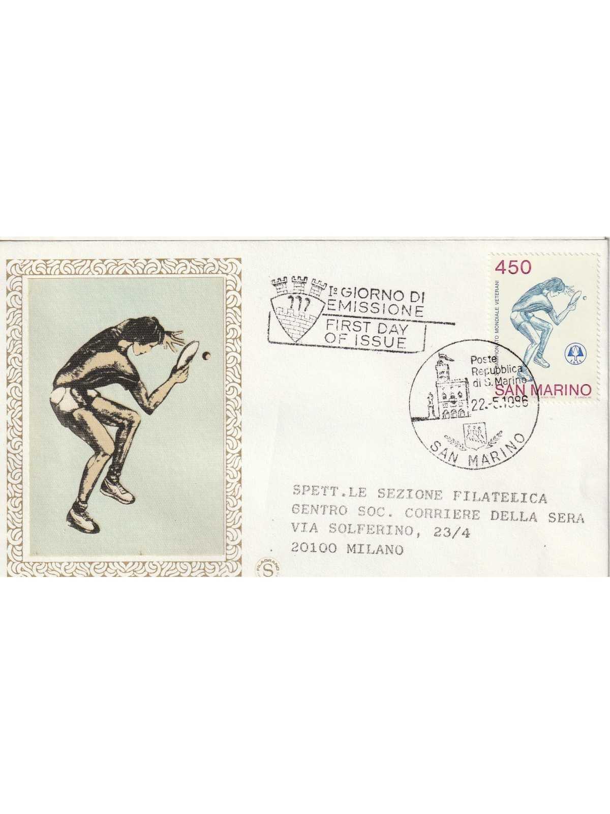 1986 FDC FILAGRANO SAN MARINO CAMP. MOND. TENNIS TAVOLO MF81717