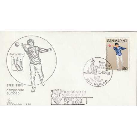 1986 FDC CAPITOLIUM SAN MARINO CAMP. EUROPEO BOCCE MF81724