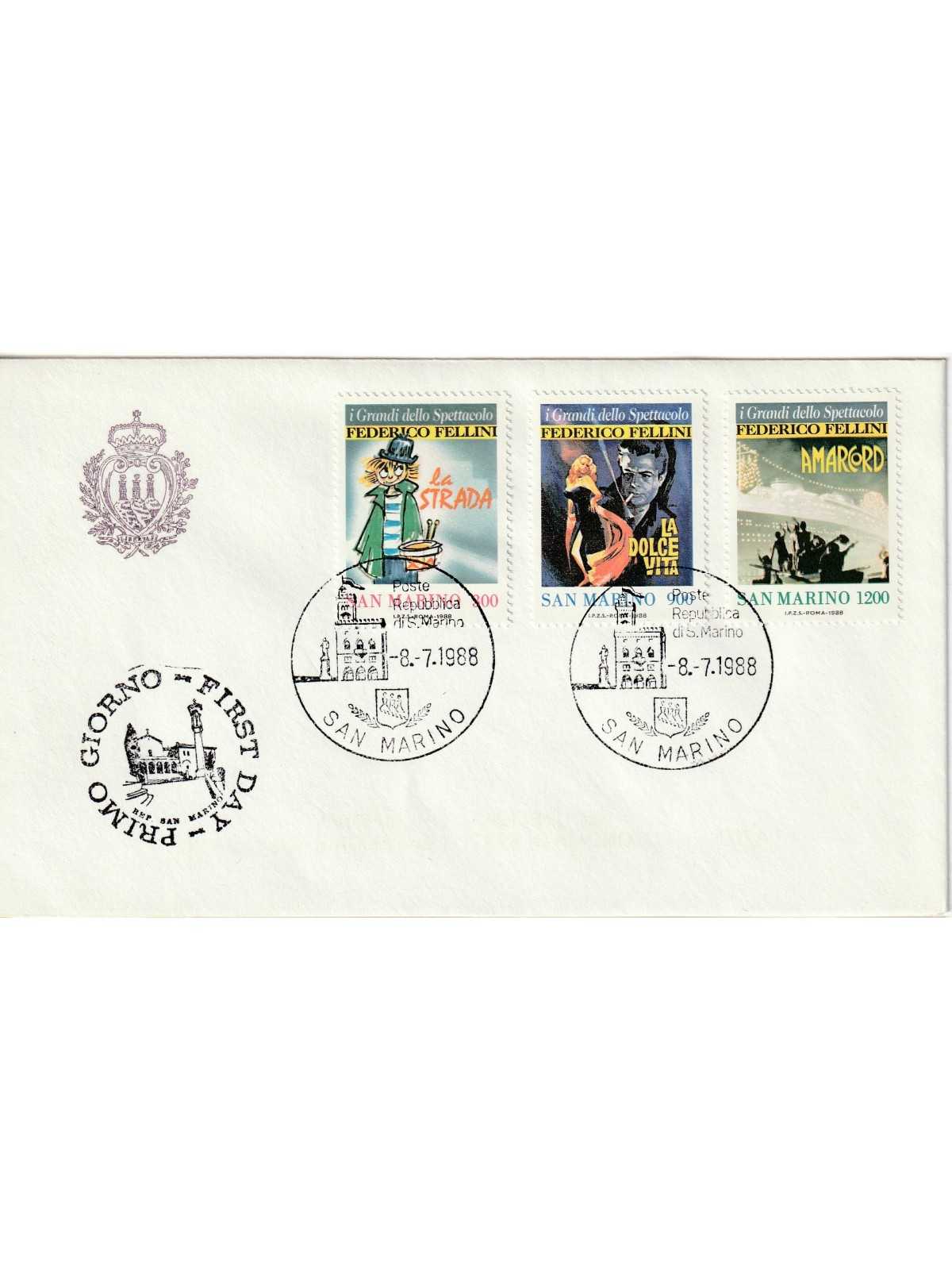 1988 FDC LIBERTAS A.A.S.N.F. SAN MARINO I GRANDI DELLO SPETTACOLO MF81743