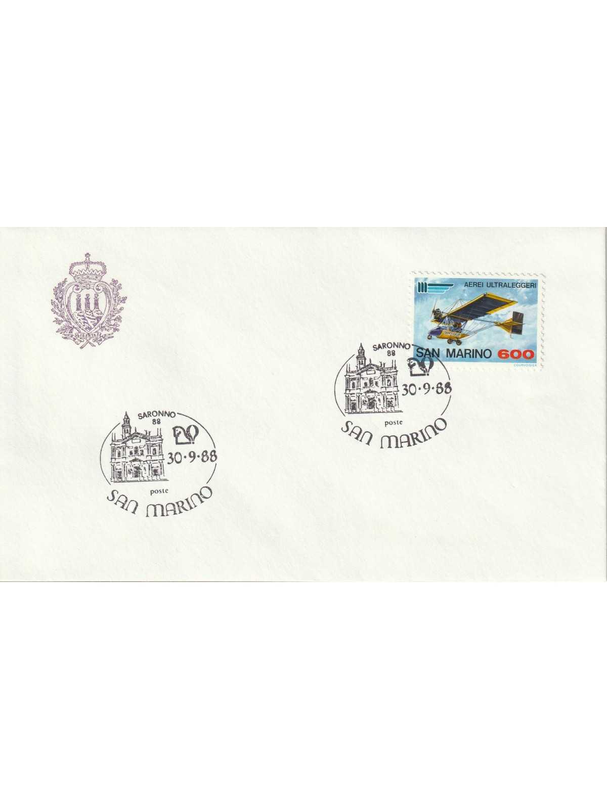 1988 FDC LIBERTAS A.A.S.N.F. SAN MARINO AEREI ULTRALEGGERI MF81746