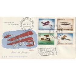 1962 FDC TRE STELLE SAN MARINO STORIA DELL'AEROPLANO MF81776