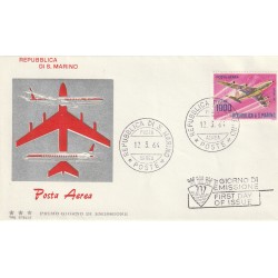 1964 FDC TRE STELLE SAN MARINO POSTA AEREA L.1000 MF81792