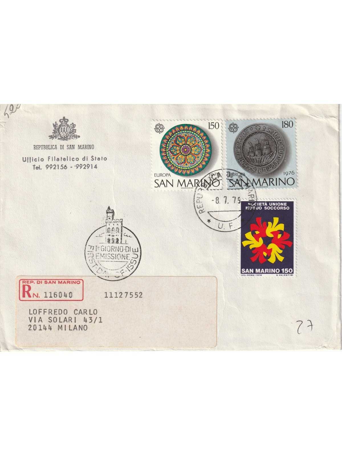 1976 FDC UFFICIALE SAN MARINO EUROPA.ATTIVITA' ARTIGIANALI. MF81830