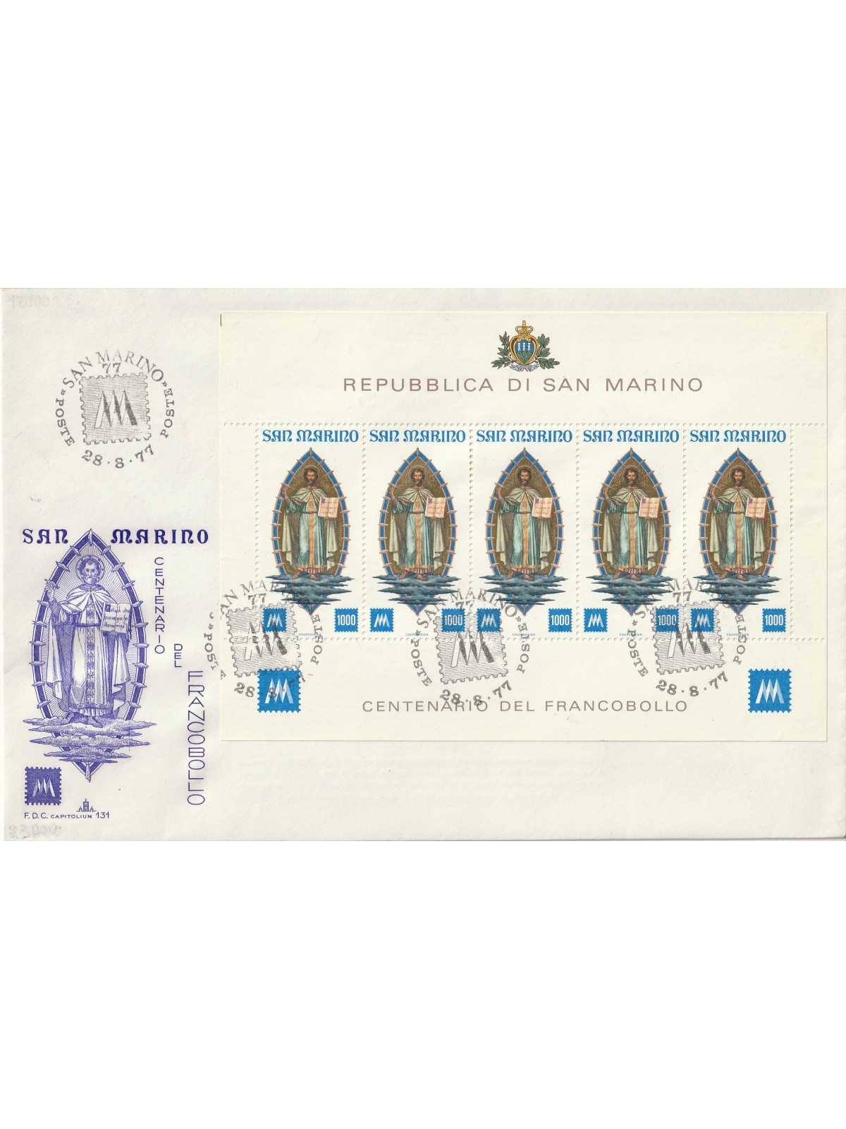 1977 FDC CAPITOLIUM SAN MARINO CENT. PRIMI FRANCOBOLLI S.MARINO MF81834