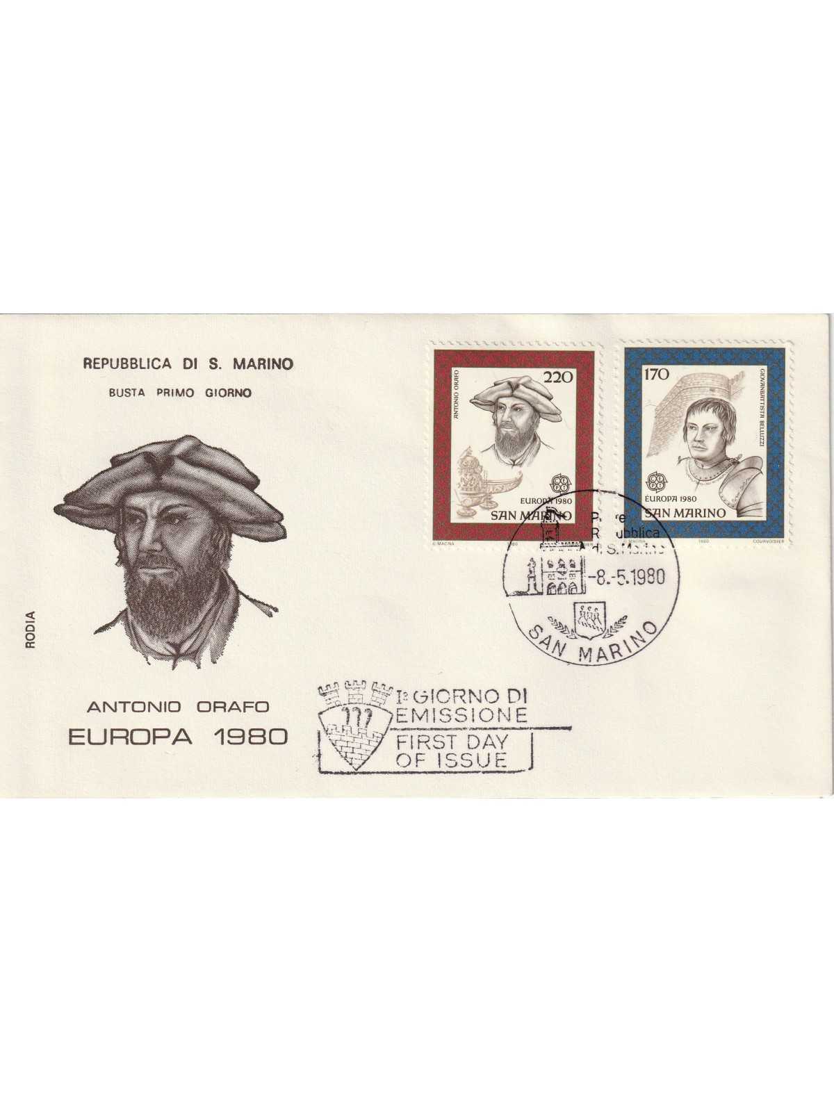 1980 FDC RODIA SAN MARINO EUROPA - UOMINI ILLUSTRI MF81861