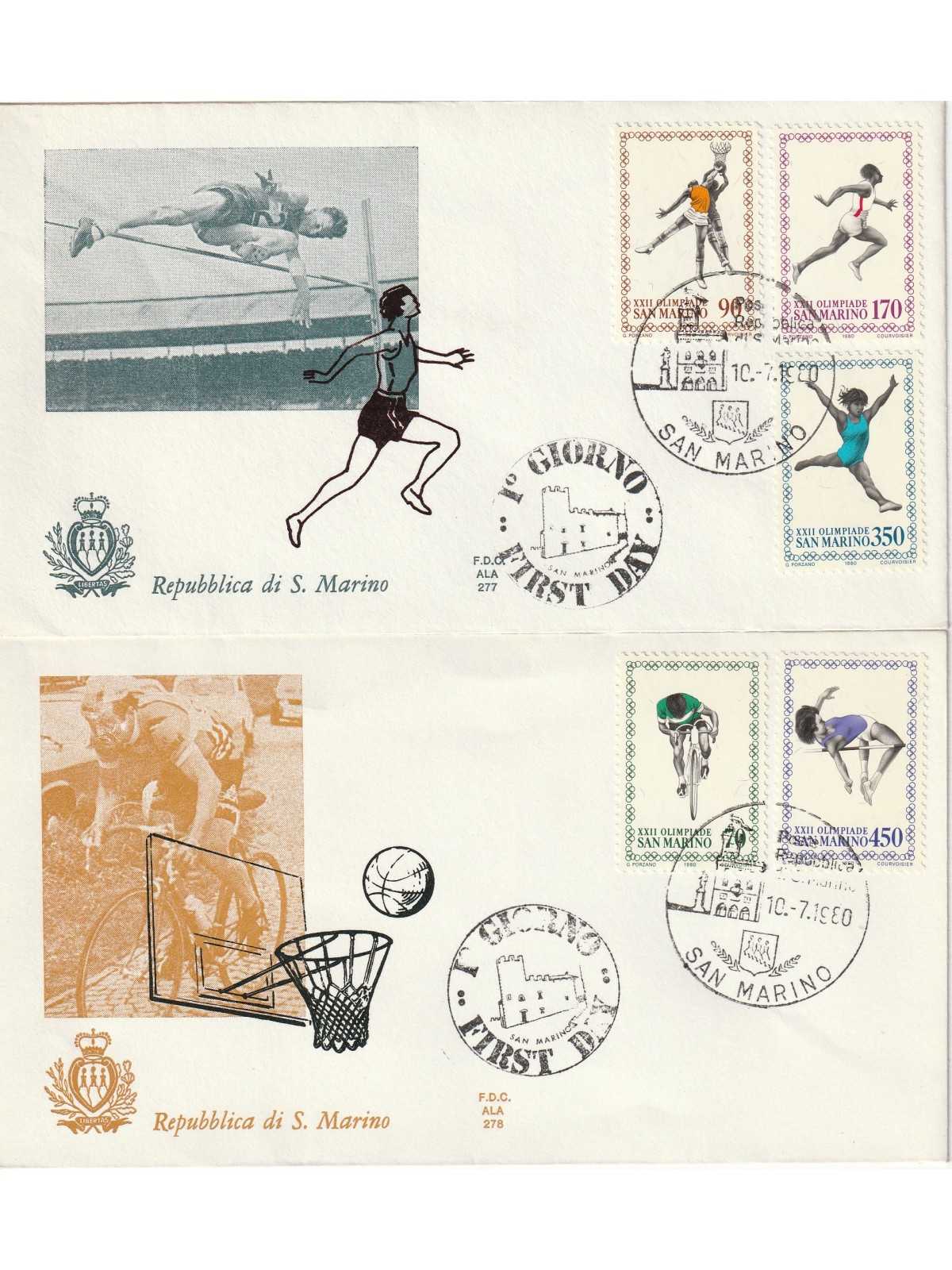 1980 FDC ALA SAN MARINO XXII OLIMPIADE MF81864