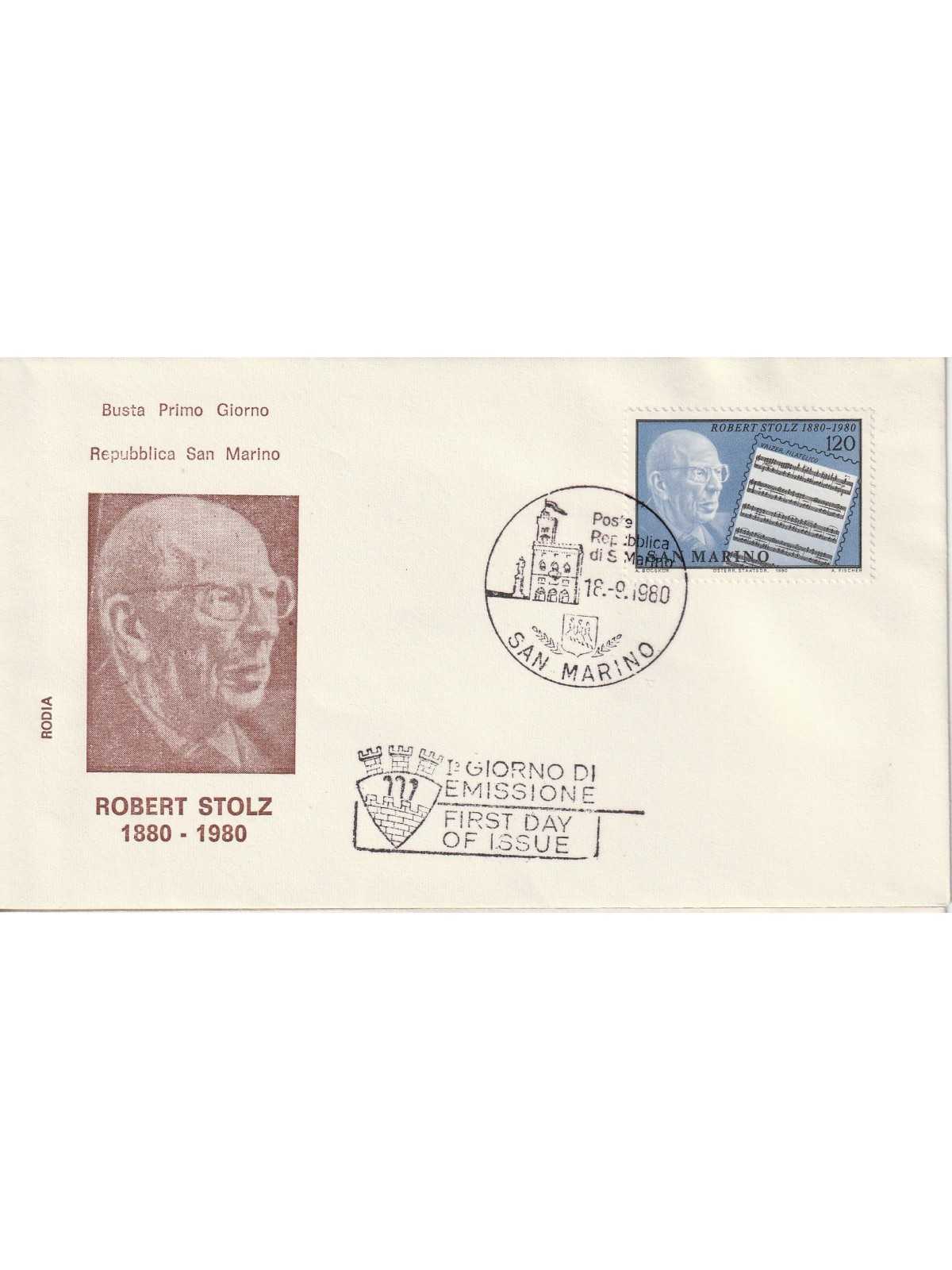 1980 FDC RODIA SAN MARINO CENT. NASCITA R. STOLZ MF81865