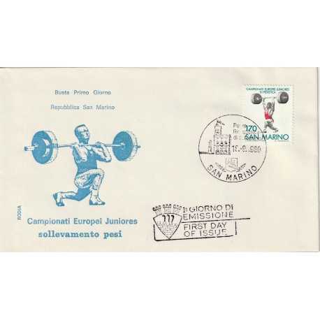 1980 FDC RODIA SAN MARINO CAMP. EUROP. JUNIORES SOLL. PESI MF81866