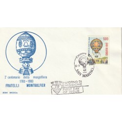 1983 FDC RODIA SAN MARINO BICENT. PRIMO VOLO MONGOLFIERA MF81895