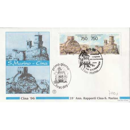 1996 FDC FILAGRANO SAN MARINO 25 ANNIV. RAPPORTI TRA CINA E SAN MARINO MF81942