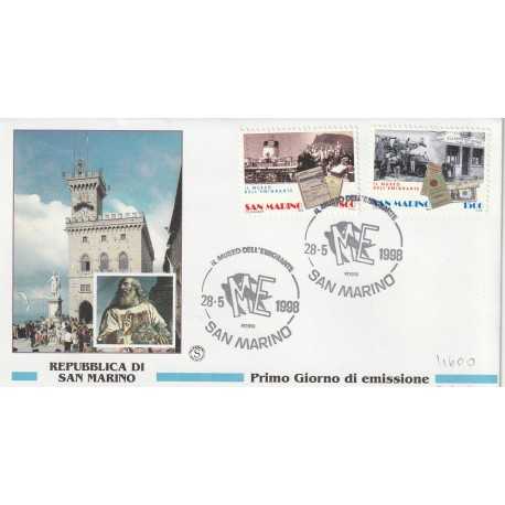 1998 FDC SAN MARINO IL MUSEO DELL'EMIGRANTE MF81961