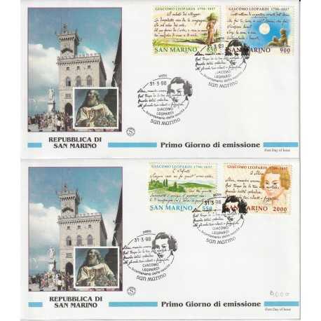 1998 FDC SAN MARINO BICENTENARIO NASCITA LEOPARDI MF81962