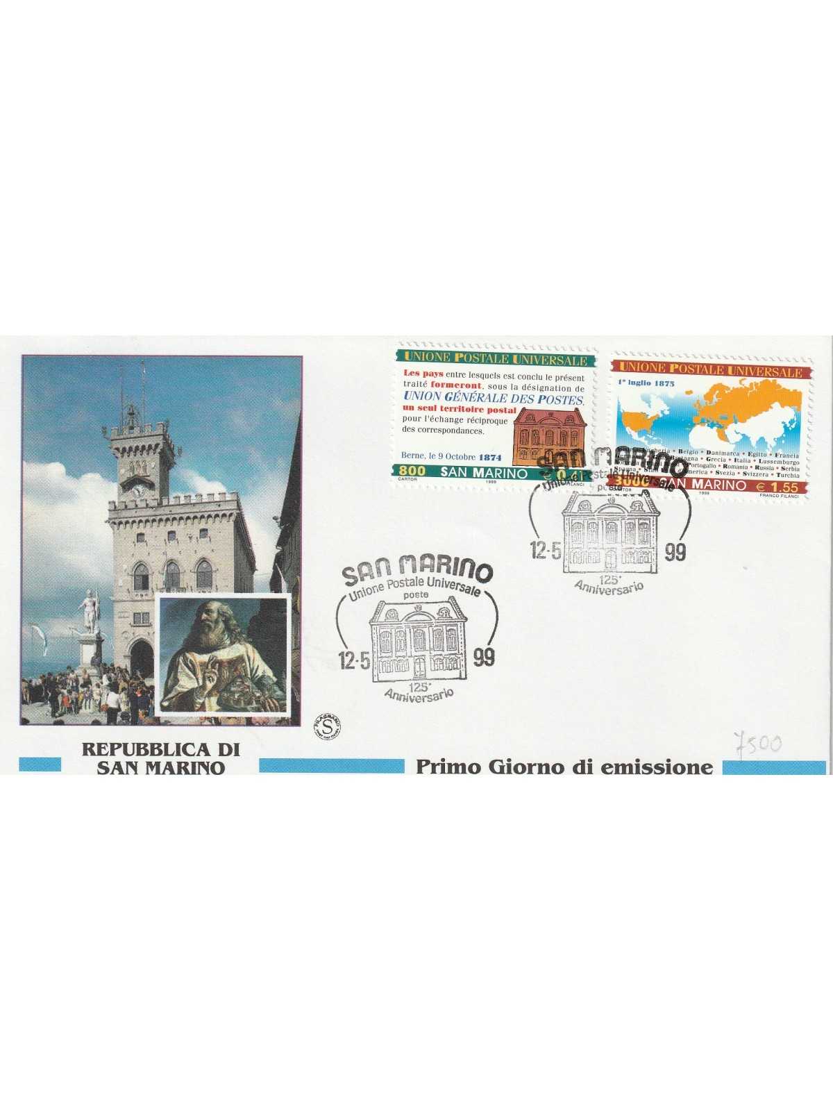 1999 FDC SAN MARINO 125 ANN. UNIONE POSTALE UNIVERSALE MF81974