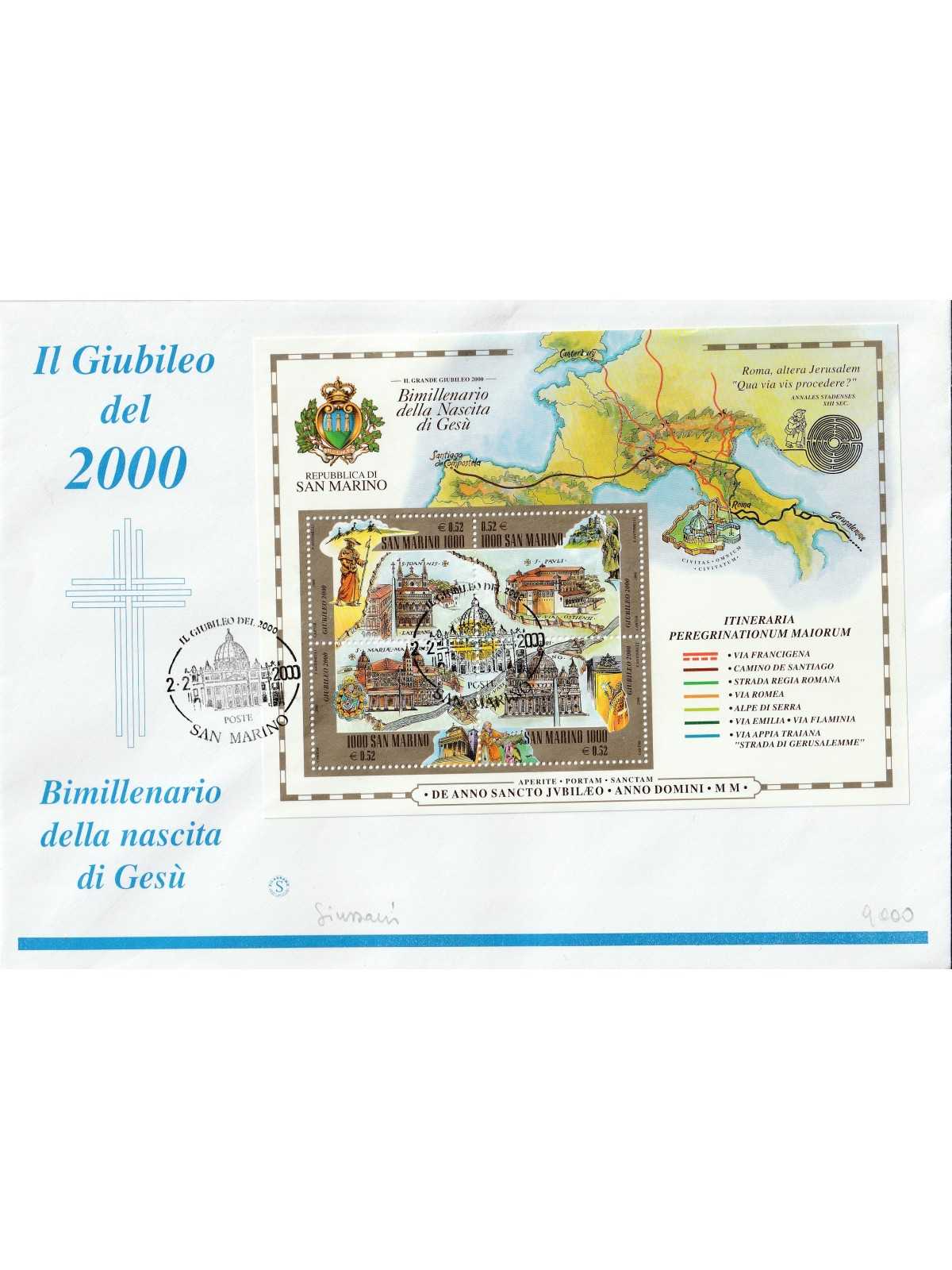 2000 FDC SAN MARINO GIUBILEO DEL 2000 MF81995