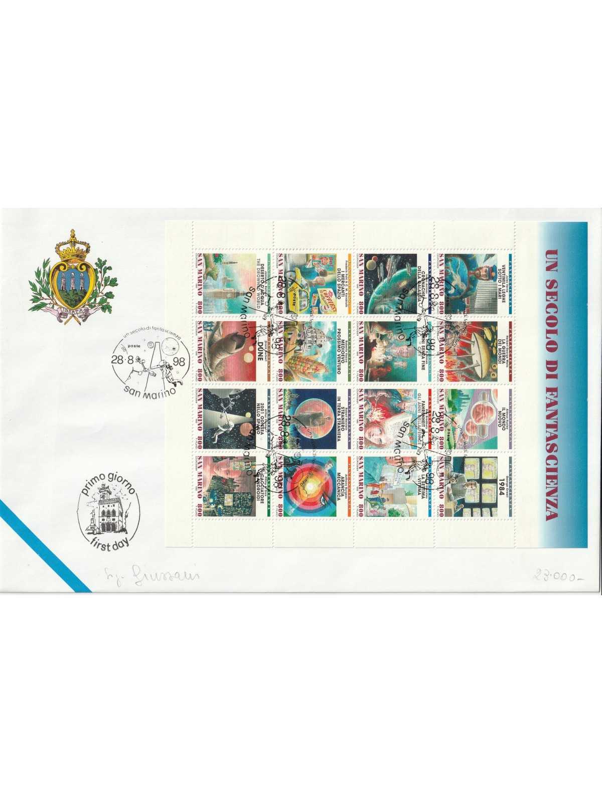 1998 FDC SAN MARINO UN SECOLO DI FANTASCIENZA MF81999