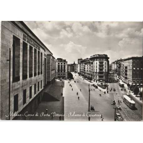 CARTOLINA LOMBARDIA MILANO C.SO VITTORIA PALAZZO GIUSTIZIA VIAGGIATA MF82026