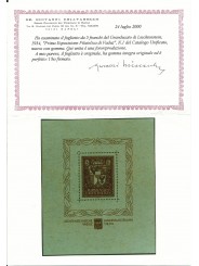 1934 LIECHTENSTEIN ESPOSIZIONE FILATELICA VADUZ FOGLIETTO MNH CERT CHIAV MF24192
