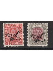 1928 ISLANDA ICELAND SOPRASTAMPA CON AEREO 2 VAL MLH MF56685