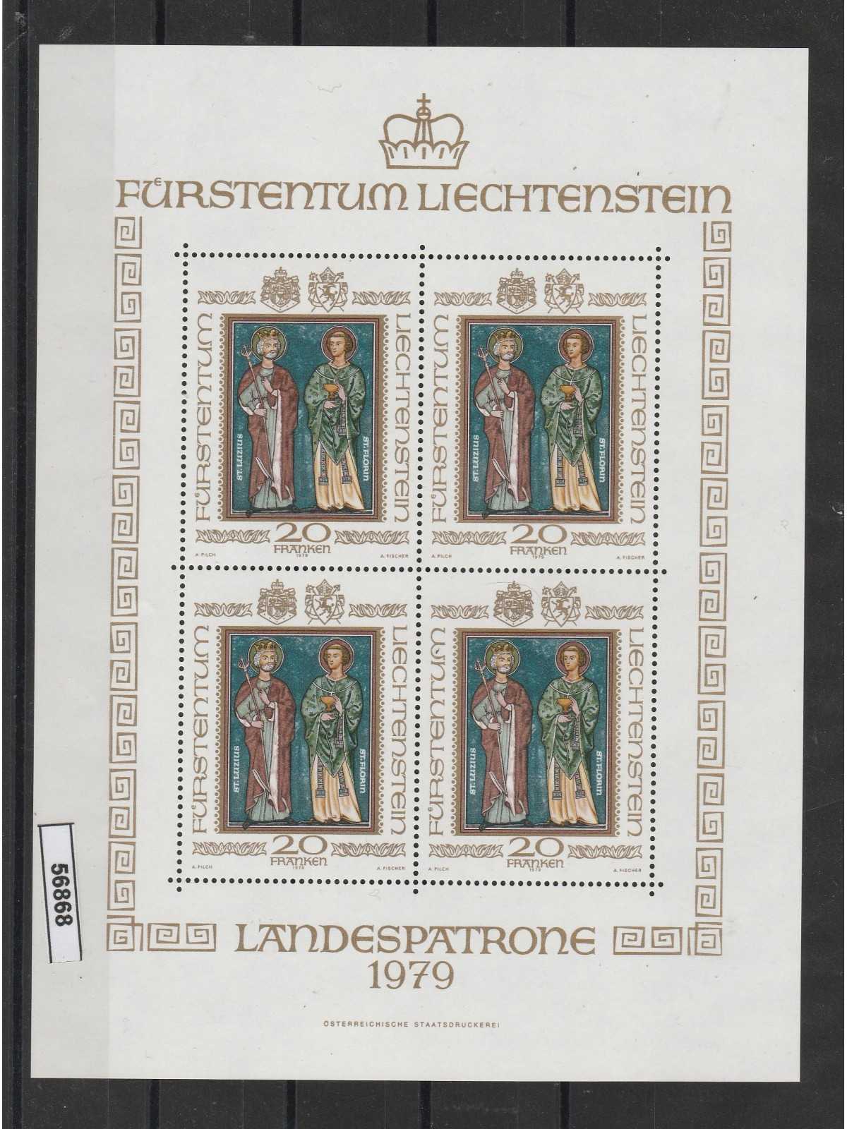 1997 LIECHTENSTEIN SANTI PATRONI 1 MINIFOGLIO DI QUATTRO MNH MF56868