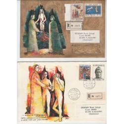 1965 FDC DANTE ALIGHIERI DUE BUSTE DIPINTE A MANO - RACCOMANDATA MF57036