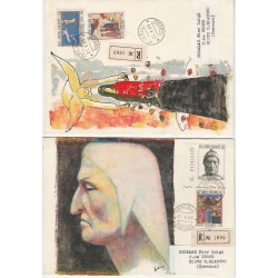1965 FDC DANTE ALIGHIERI DUE BUSTE DIPINTE A MANO - RACCOMANDATA MF57036