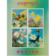 1968 BHUTAN FAUNA FARFALLE...