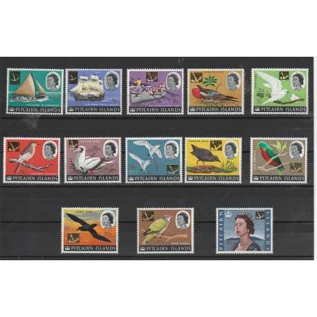 PITCAIRN ISLAND 1967 NAVI E UCCELLI SOPRASTAMPATA 13 VAL MNH MF19011