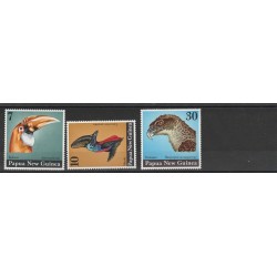 PAPUA NEW GUINEA 1974 ELIZABETH FAUNA UCCELLI 3 VAL MNH MF54457