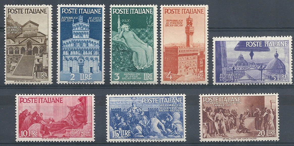 1946 REPUBBLICA ITALIANA SERIE AVVENTO DELLA REPUBBLICA 8 VAL MNH MF27406 - Picture 1 of 1
