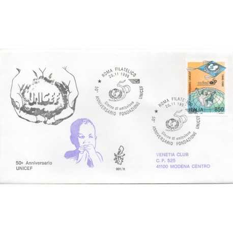 1996 FDC VENETIA 901 ITALIA UNICEF VIAGGIATA MF28458