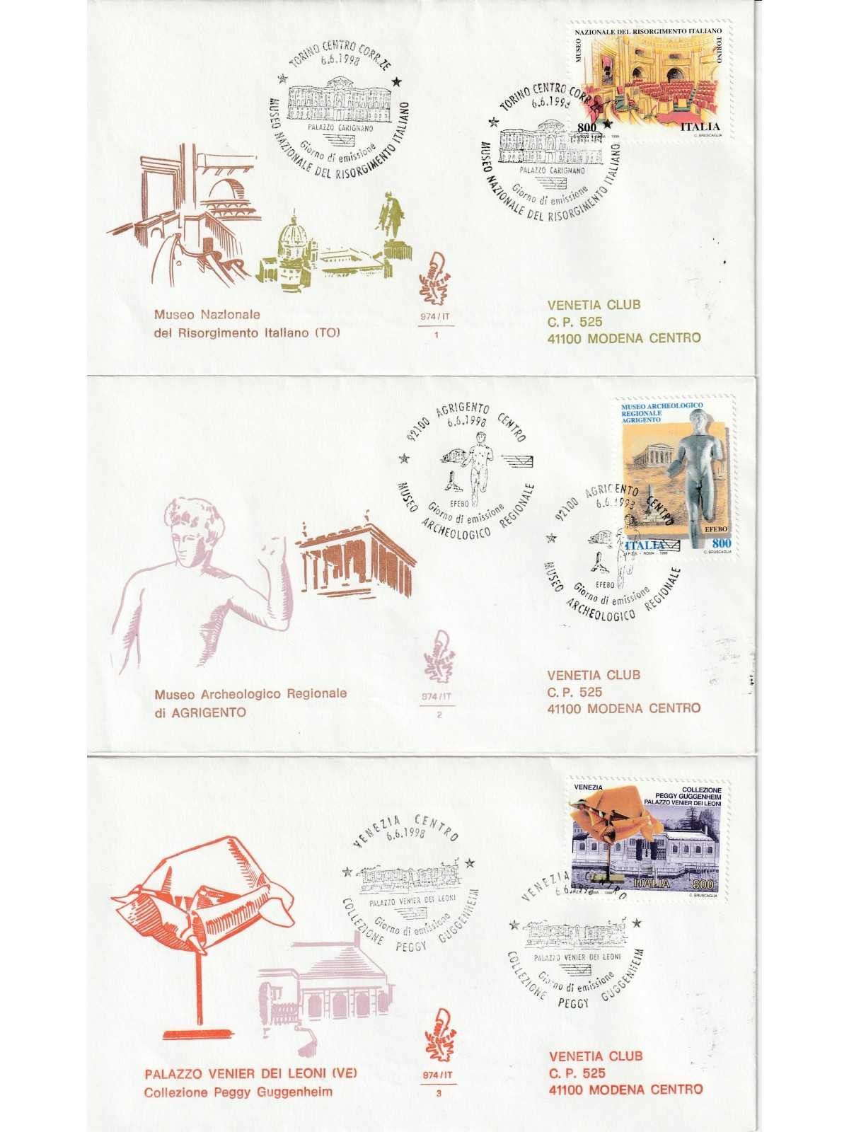 1998 FDC VENETIA 974/IT ITALIA SERIE MUSEI NAZIONALI MF80443