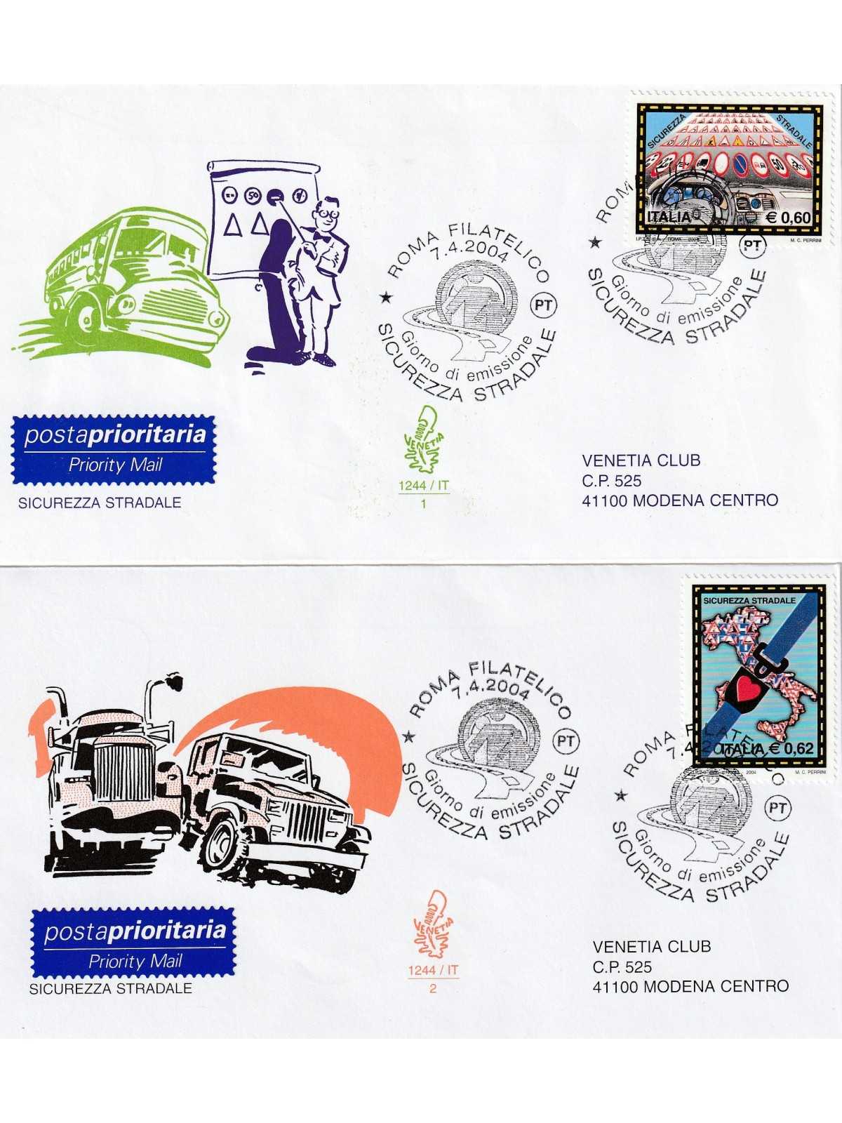 2004 FDC VENETIA N. 1244/IT ITALIA SERIE SICUREZZA STRADALE MF80518