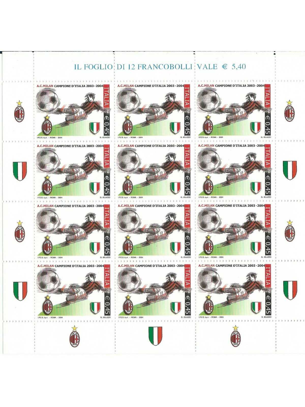 2004 ITALIA MILAN CAMPIONE 2003 - 2004 MINIFOGLIO MNH MF27081